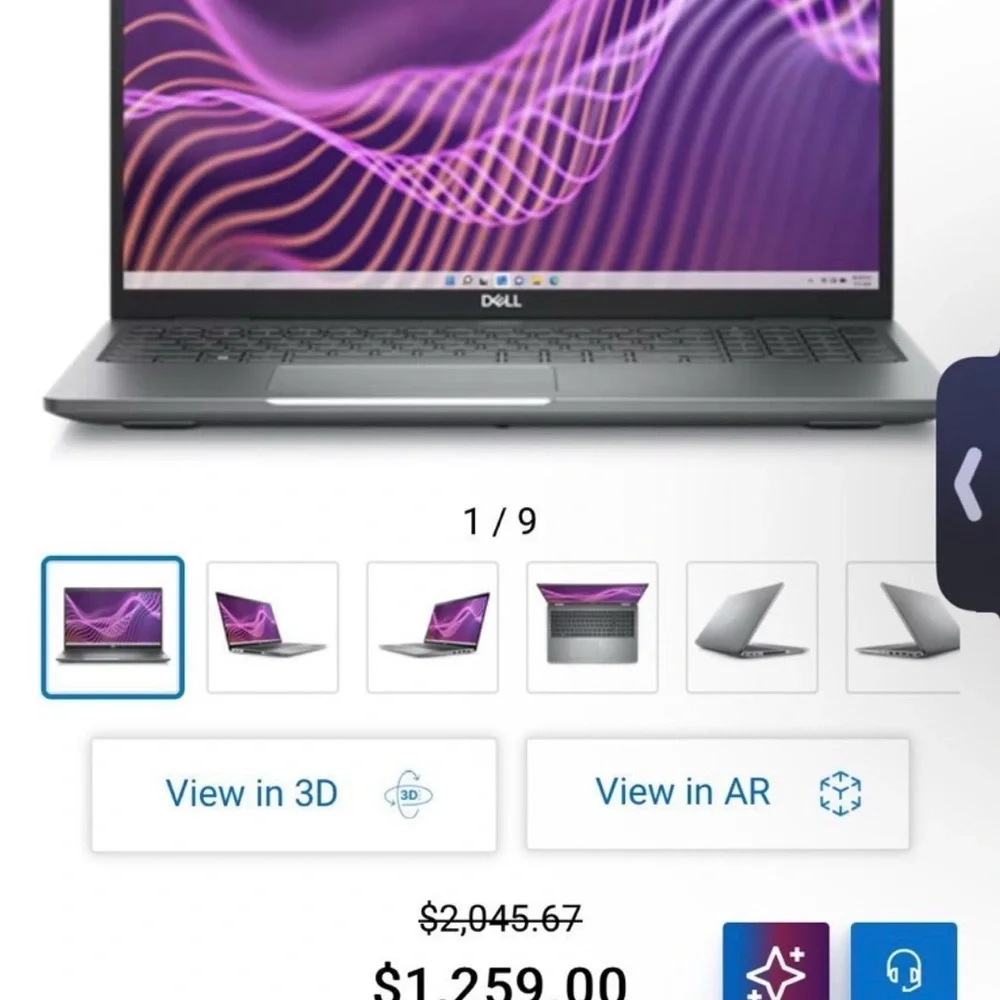 Dell Gray Laptop with Blue Display